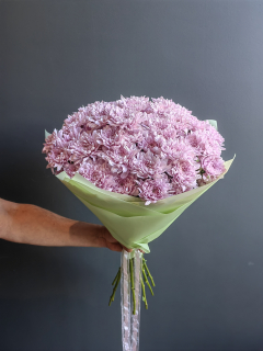 Букет из 9 фиолетовых кустовых хризантем