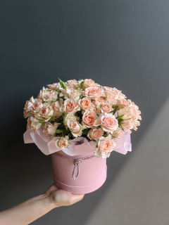 Шляпная коробка из кремовой кустовой розы